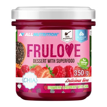 Allnutrition Frulove Dessert With Superfood, deser truskawki maliny z nasionami chia, 350 g