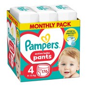 Pampers Active Baby Pants, pieluchomajtki, rozmiar 4, 176 szt.