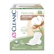 Cleanic Naturals Organic Cotton Night, podpaski higieniczne ze skrzydełkami, 10 szt.