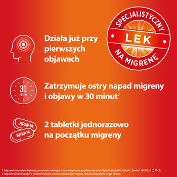 Apap migrena, 250 mg + 250 mg + 65 mg, tabletki powlekane, 20 szt.