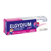 Elgydium Pasta Przeciwpróchnicowa Kids o smaku malinowo-truskawkowym dla dzieci w wieku 3-6 lat, 50ml