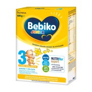 Bebiko Junior 3 NUTRIflor Expert, odżywcza formuła na bazie mleka o smaku waniliowym, powyżej 1. roku życia,  proszek, 600 g