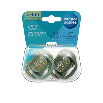 Canpol Babies Mountains, smoczek uspokajający, silikonowy symetryczny, 0-6 m, zielony, 2 szt.