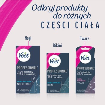 Veet Easy-Gel, plastry do depilacji z woskiem dla skóry suchej, 12 szt.
