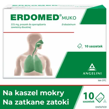 Erdomed Muko, 225 mg, proszek do sporządzania zawiesiny doustnej, 10 saszetek