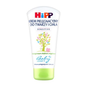 Hipp BabySanft Sensitive, krem pielęgnacyjny do twarzy i ciała, od 1 dnia życia, 75 ml