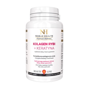 Noble Health Kolagen rybi + keratyna, kapsułki, 60 szt.