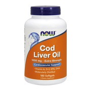 Now Foods Cod Liver Oil 1000 mg Extra Strength, kapsułki, 180 szt.