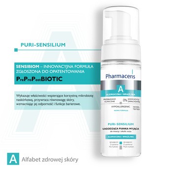 Pharmaceris A Puri-Sensilium, łagodząca pianka myjąca do twarzy i okolic oczu, 150 ml