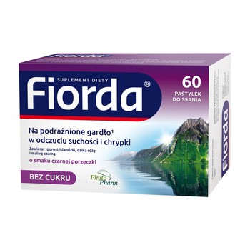 Fiorda, pastylki do ssania, smak czarnej porzeczki, 60 szt.