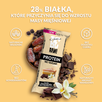 BeRaw! Protein 28%, batonik, sernik waniliowy, baton proteinowy, 40 g