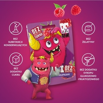 BeRaw! Kids, malina z chrupkami, żelki owocowe, 35 g