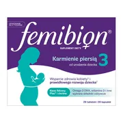 Femibion 3 Karmienie Piersią Cholina, DHA, Kwas Foliowy Plus, tabletki powlekane + kapsułki miękkie, 28 szt. + 28 szt.