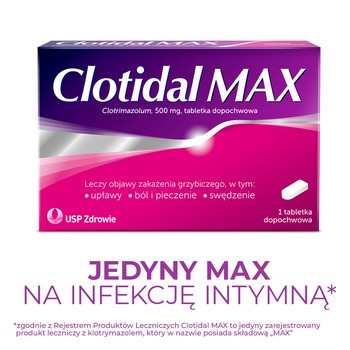Clotidal MAX, 500 mg, tabletki dopochwowe, 1 szt.