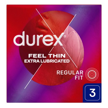 Durex, Feel Thin Extra Lubricated, prezerwatywy, 3 szt.