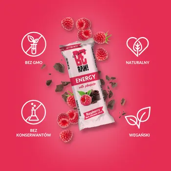 BeRaw! Energy, Raspberry Choco Power, baton, 40 g