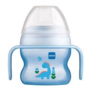 MAM Starter Cup, kubek startowy niekapek z miękkim ustnikiem i uchwytami, 4 m+, niebieski, 150 ml