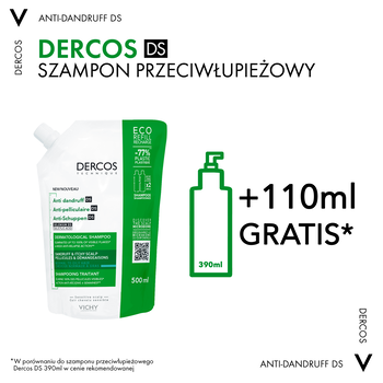Vichy Dercos DS, szampon przeciwłupieżowy, włosy normalne i przetłuszczające się, opakowanie uzupełniające, 500 ml