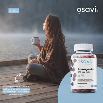 Osavi Ashwagandha, 375 mg, żelki o smaku wiśniowym, 90 szt.