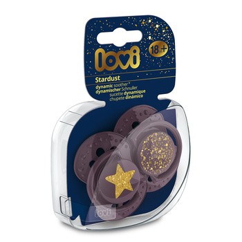 Canpol Lovi, smoczek silikonowy uspokajający dynamiczny, Stardust Violet, 18 m+, 2 szt.