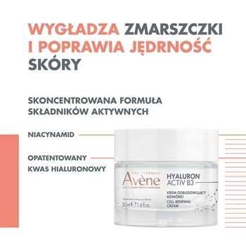 Avene Eau Thermale Hyaluron Active B3, krem odbudowujący komórki, 50 ml