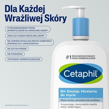Zestaw 2 x 1 l, Cetaphil EM, emulsja micelarna do mycia