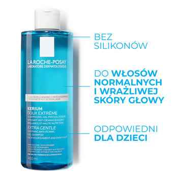 La Roche-Posay Kerium, szampon ekstremalnie delikatny, 400 ml