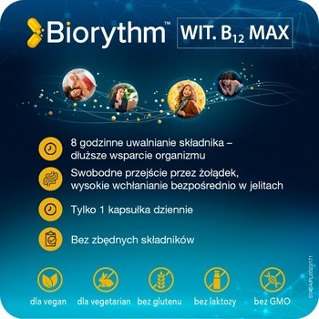 Biorythm Witamina B12 Max, kapsułki o przedłużonym uwalnianiu, 30 szt.