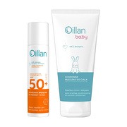 Zestaw Oillan, mgiełka ochronna do twarzy i ciała SPF 50, 75 ml + ochronne mleczko do ciała, 100 ml