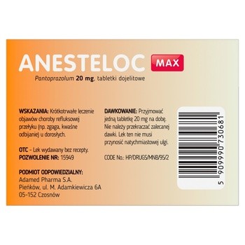 Anesteloc Max, 20 mg, tabletki dojelitowe, 14 szt.