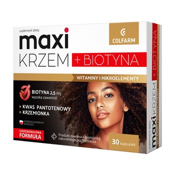 Maxi Krzem + Biotyna, kapsułki twarde, 30 szt.