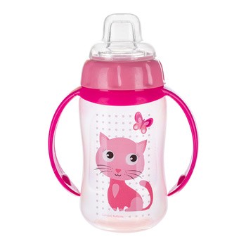 Canpol Babies, kubek treningowy Cute Animlas, 320 ml, róż, 1 szt.