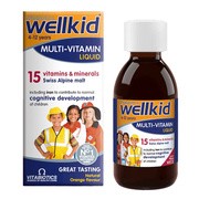 Vitabiotics Wellkid Multi-vitamin Liquid, multiwitamina dla dzieci w płynie, płyn, smak pomarańczowy, 150 ml