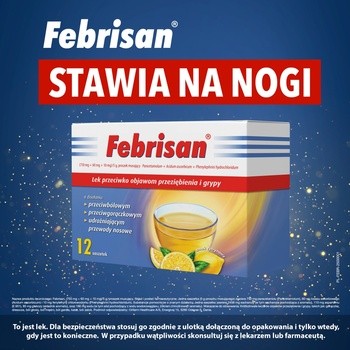 Febrisan, proszek musujący o smaku cytrynowym, 5 g, saszetki, 12 szt.