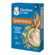 Gerber, Grain&grow, kaszka 8 zbóż z lipą, 6 m+, 200 g