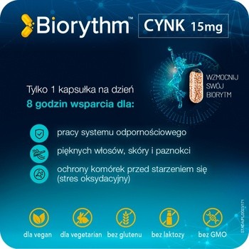 Biorythm Cynk 15 mg, kapsułki o przedłużonym uwalnianiu, 30 szt.