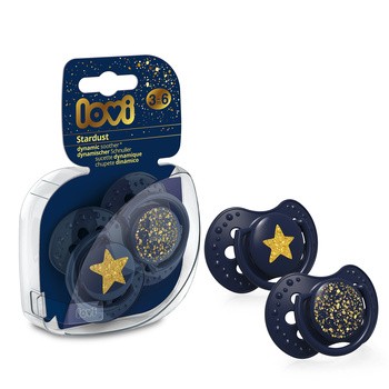 Canpol Lovi  Stardust, smoczek silikonowy uspokajający, dynamiczny 3-6 m, niebieski, 2 szt.