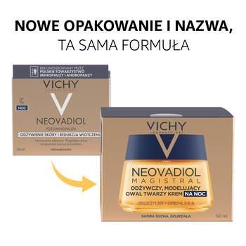 Vichy Neovadiol Magistral, odżywczy i modelujący owal twarzy krem na noc, 50 ml