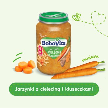 BoboVita, jarzynki z cielęciną i kluseczkami, 8 m+, 190 g