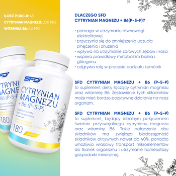SFD Cytrynian Magnezu + B6 (P-5-P), tabletki, 180 szt.