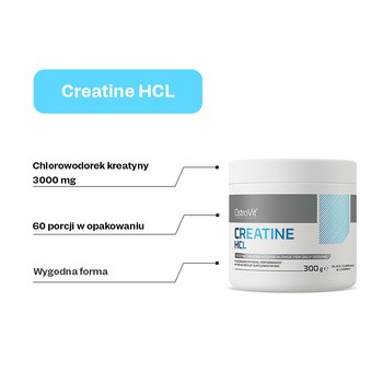 OstroVit Creatine HCL, proszek, smak czarna porzeczka z wiśnią, 300 g