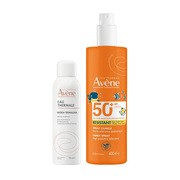 Zestaw Avene Eau Thermale, spray dla rodziny SPF50+, 400 ml + woda termalna, aerozol, 150 ml