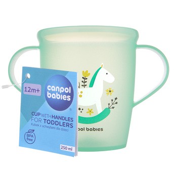 Canpol Babies, kubek otwarty z uchwytami Toys, 250 ml, zielony, 1 szt.