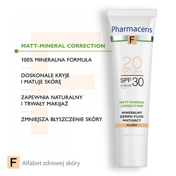 Pharmaceris F, mineralny dermo-fluid matujący SPF 30, 20 Natural, 30 ml