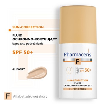 Pharmaceris F, fluid ochronno-korygujący, Ivory 01, SPF 50+, 30 ml