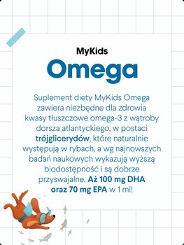 HealthLabs, MyKids Omega DHA+EPA, krople, smak truskawkowy, 100 ml