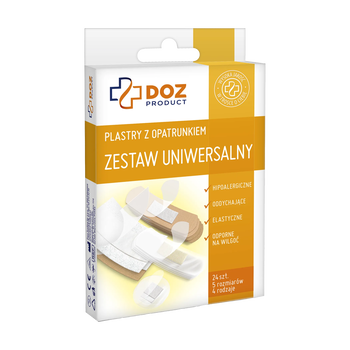 DOZ PRODUCT Plastry z opatrunkiem, zestaw uniwersalny, 24 szt.