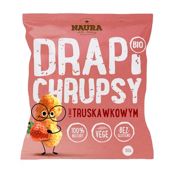 Naura, Drapi Chrupsy, bio chrupki o smaku truskawkowym, 50 g