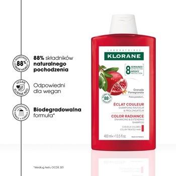 Klorane, szampon na bazie wyciągu z granatu, 400 ml