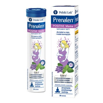 Prenalen Positive Mama, tabletki musujące, smak mango - trawa cytrynowa, 20 szt.